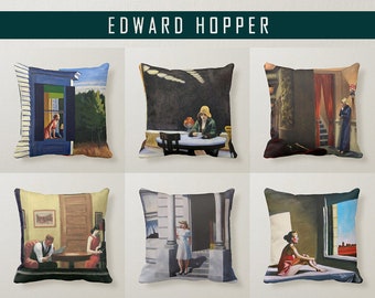 Housse de coussin American Vision Edward Hopper - Housse de coussin Hopper Art New Yorkers, classique 18 x 18 45 x 45 cm 20 x 20 coussins d'artiste