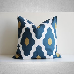 Navy Geometric Decorative Throw Pillow covers, Decor Pillow Cases, Custom Lumbar Cushion Covers 18x18, 20x20 Linen Cotton Housewarming Gifts