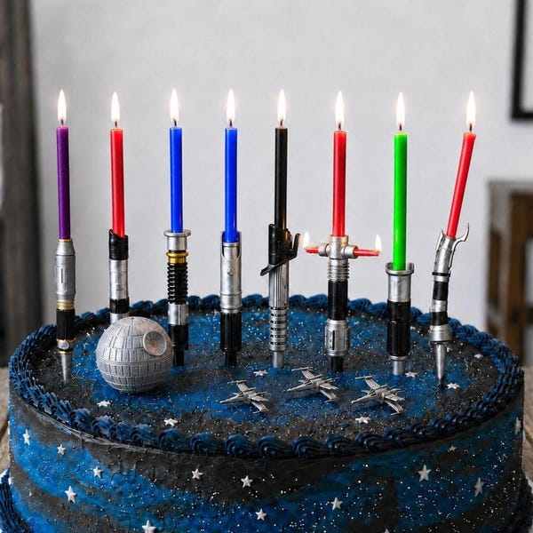 Light Saber Birthday Candle Holder Cake Toppers - Beeswax Candles!