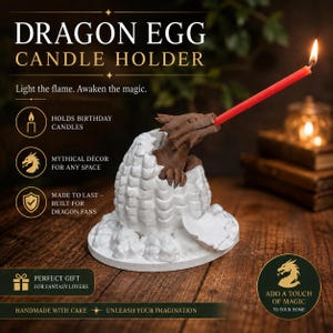 Fire Breathing Dragon Egg Hatching Birthday Candle Holder Cake Topper