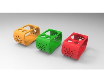 Soporte moderno para cepillo y pasta de dientes con diseño floral.