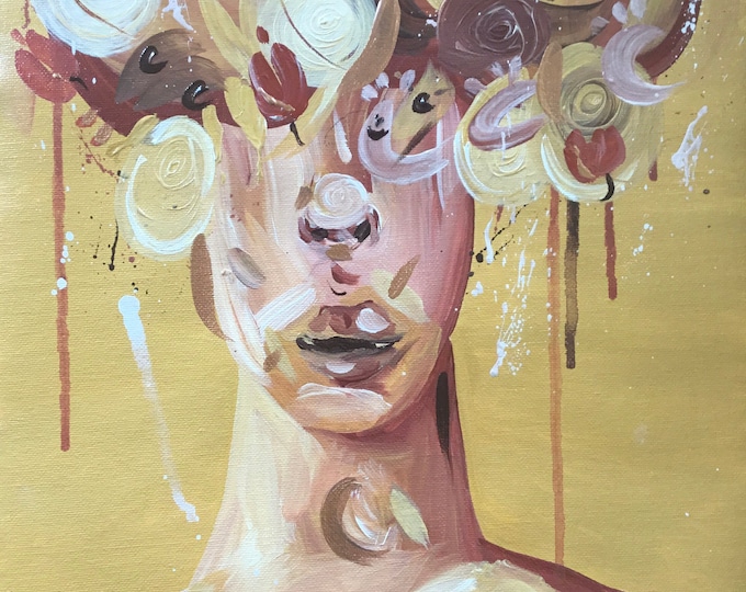 paintings unique art artwork Original art art portrait painting flowers