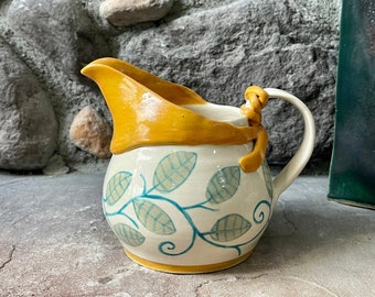Handmade Pottery Pitcher Small Ceramic Pourer for Milk, Cream, Sauces, Beverages