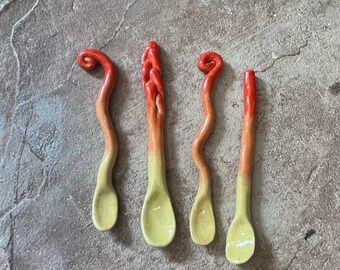 Handmade Ceramic Spoon for Condiments, Salt, Sugar, Spices, Honey