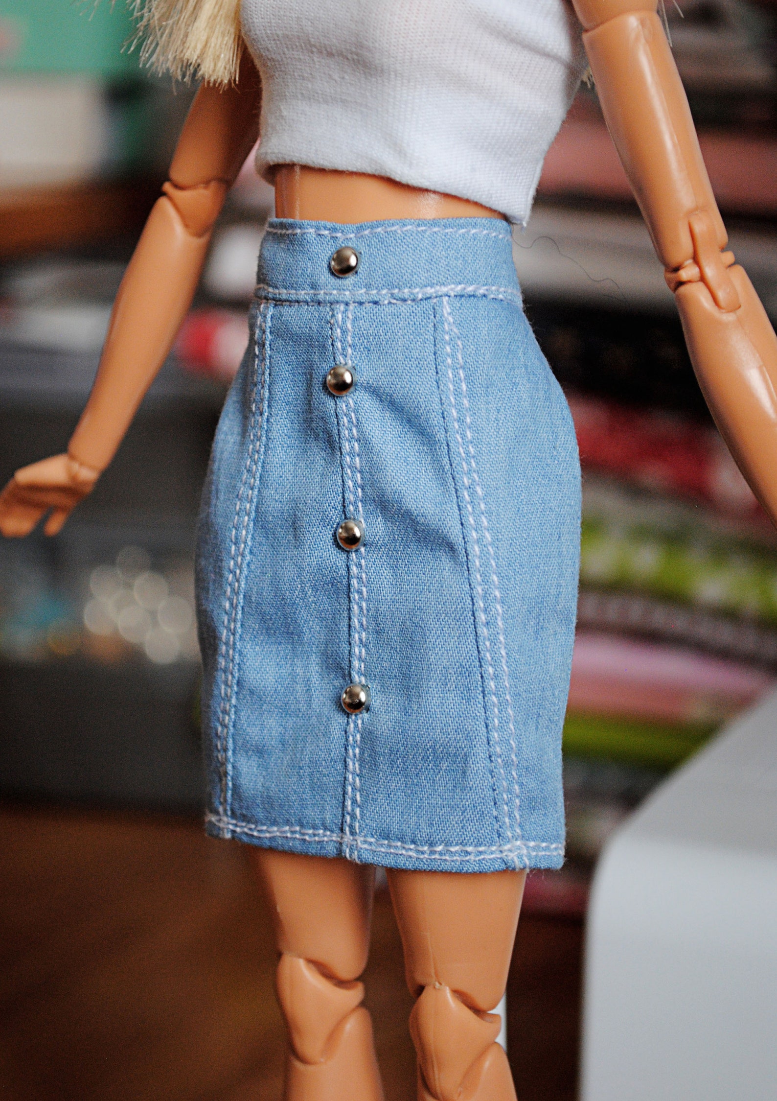 Barbie doll denim skirt skirt for Barbie Blythe and Pullip | Etsy