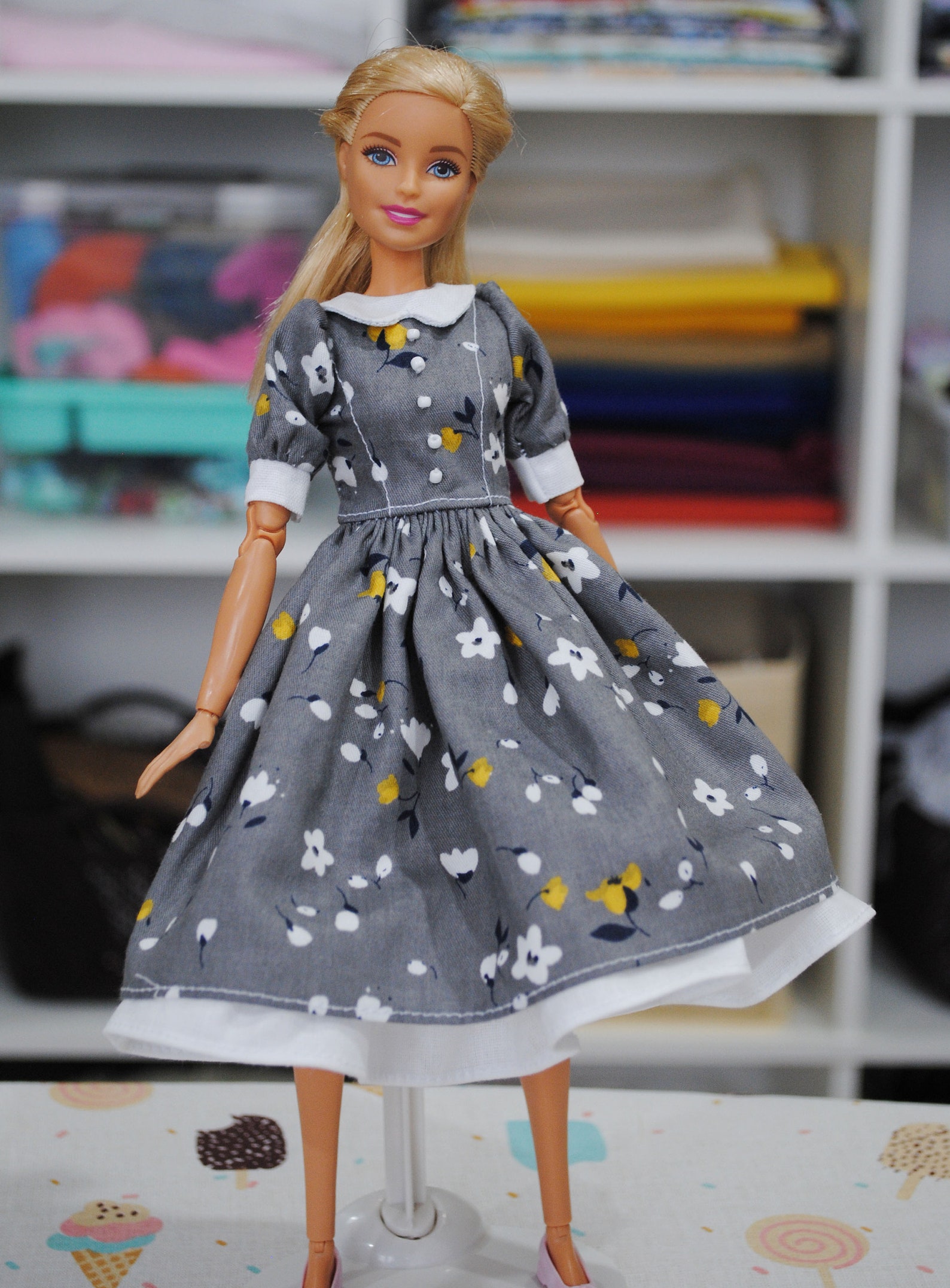 Barbie doll grey dress with collar Barbie classic clothes | Etsy