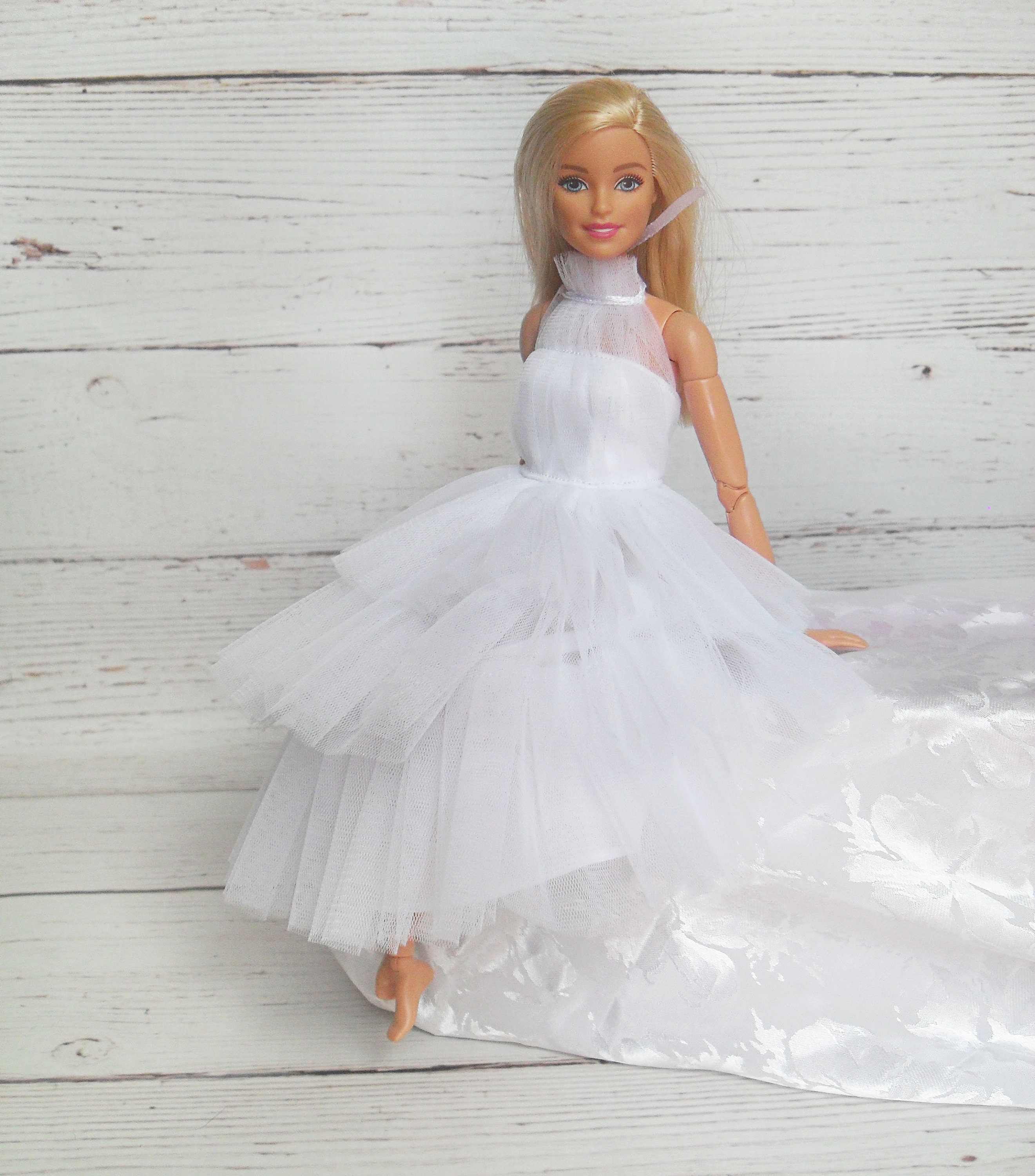 white barbie gown