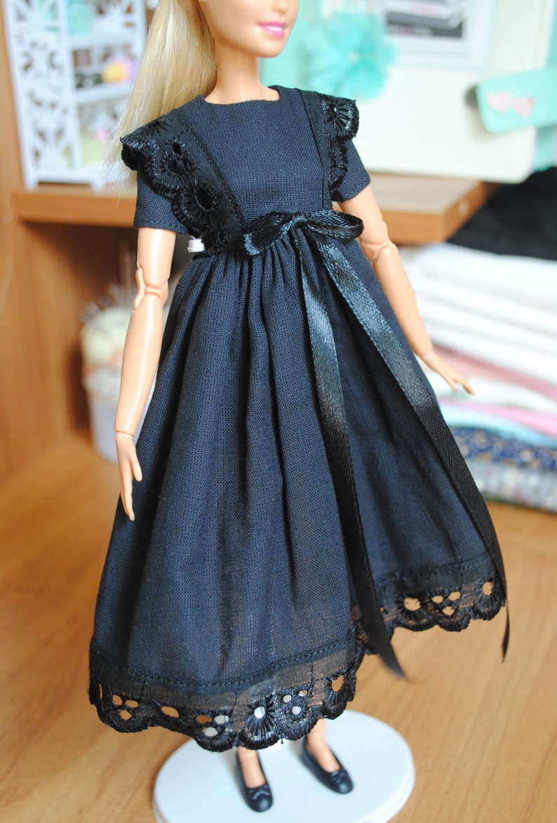 Barbie black dress with lace clothes for Barbie doll | Etsy