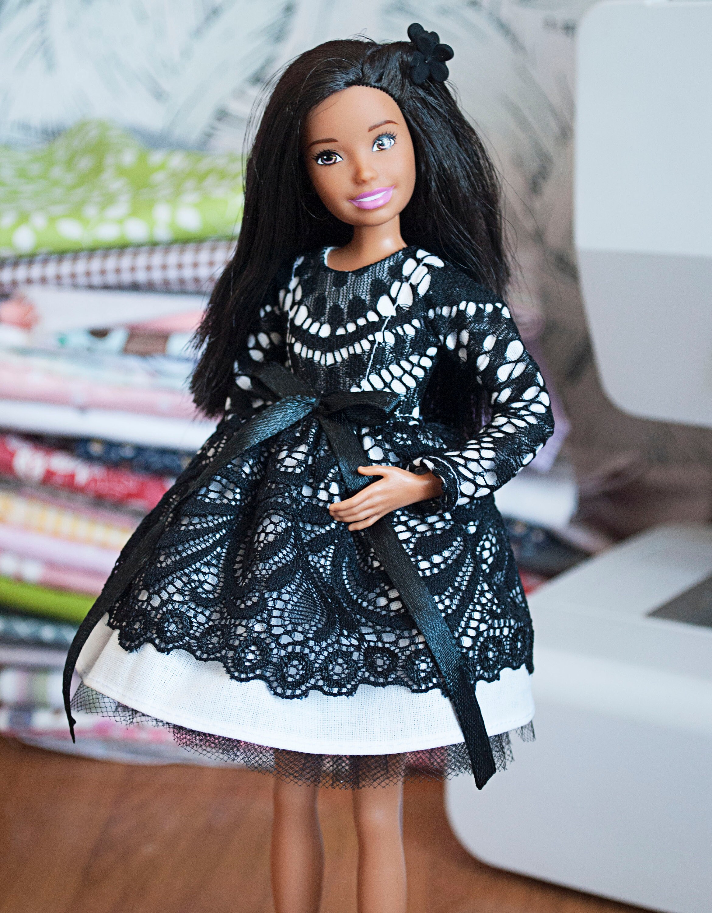 Barbie Skipper black dress with lace | Etsy