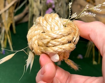 Sisal Cord Enrichment Ball - Forage Puzzle Toy for Hamsters, Gerbils, Mice, and Rats