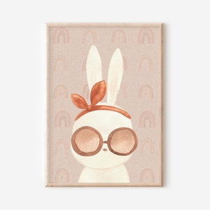 Boho Bunny Print: Rainbow Nursery Wall Art