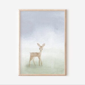 Minimalist Deer Nursery Wall Art, Woodland Nursery Decor, Deer Wall Art, Printable Wall Art