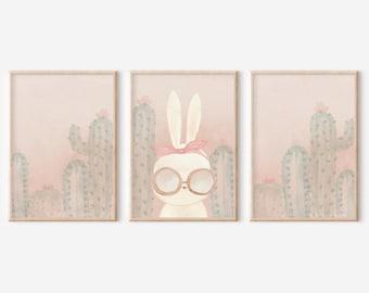 Cactus Bunny Nursery Print: Boho Kids Wall Art (Digital Download)