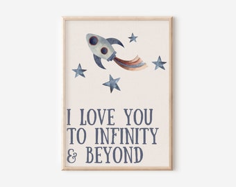 Infinity and Beyond Rocket Print: Boy Nursery Wall Art