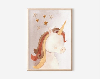 Watercolor Unicorn Nursery Print: Boho Girls Room Decor (Digital Download)