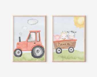 Farm Animal & Tractor Nursery Decor Prints (Digital Download)