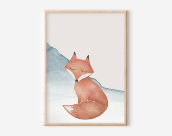 Woodland Fox Print: Boho Nursery Wall Art