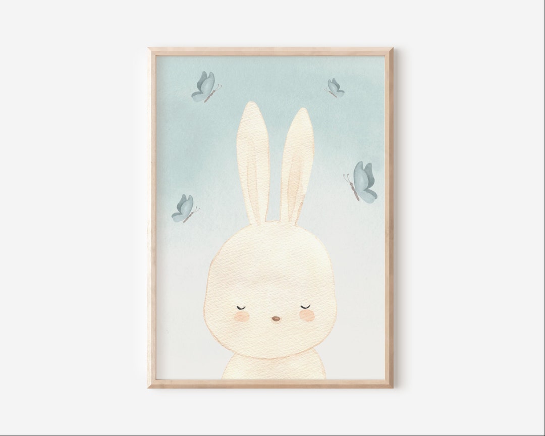 Boho Bunny Wall Art, Butterfly Bunny Nursery Wall Decor, Girls Room ...
