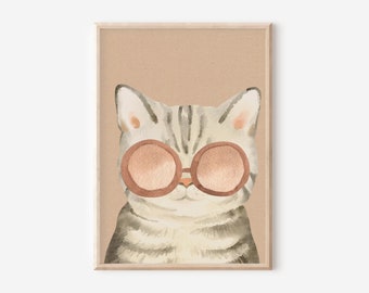 Boho Kitty Barnrumstryck: Väggkonst för flickor (digital nedladdning)