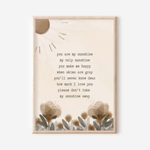 You Are My Sunshine Wall Art, You Are My Sunshine Nursery Decor, Printable Wall Art
