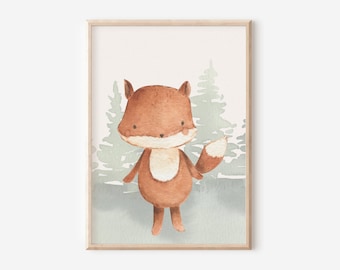 Woodland Fox Nursery Art: Boho Neutral Decor