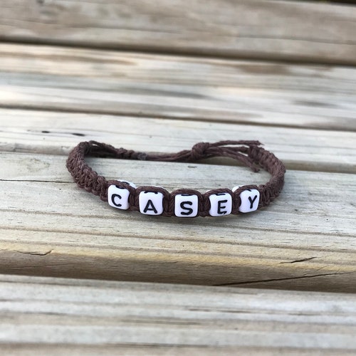Custom Hemp Bracelet // Personalized Name Word Bracelet // Etsy