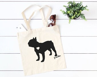 French Bulldog Face 100/% Cotton Tote Bag Frenchie Puppy Dog