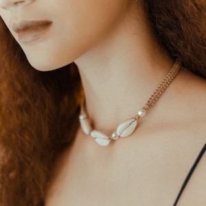 Shell choker necklace, Cowrie Shell, Adjustable Necklace Cowrie Shell Choker Cowrie Necklace Cowrie Choker Jewelry Summer Sea Shell Necklace