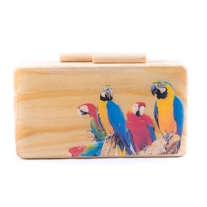 Tropical Wood Clutch wicker purse straw purse straw bag straw purse round straw bag round rattan bag wooden clutch bag casual ladies vintage image 2