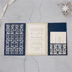 Laser Cut Gate Invitation - Ornamental Iron - Pocket - Paris Gates - Tri-fold - Luxury - Paris Theme