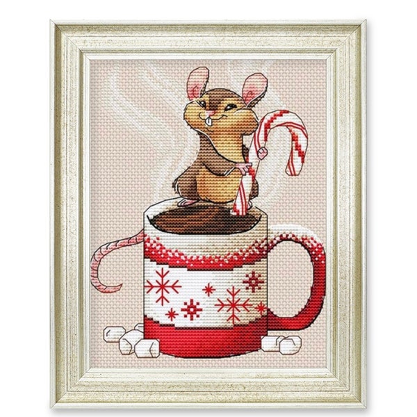 Happy Mouse --Simple, Easy, Beginner Counted Cross Stitch Design/Instant Download/Digital Download/PDF File