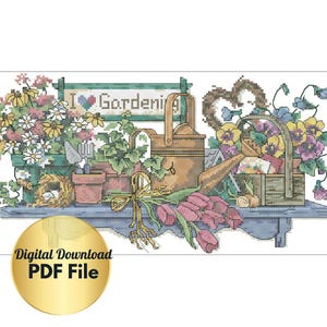 Cross Stitch Pattern - I Love Gardening -Counted Cross Stitch/Digital File/Instant Download/PDF File