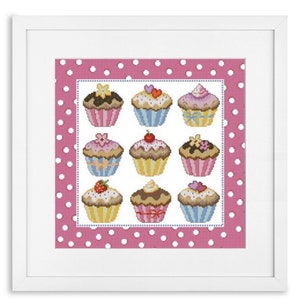 Cupcakes --Simple, Easy, Beginner Counted Cross Stitch Design/Instant Download/Digital Download/PDF File