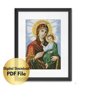 Cross Stitch Pattern - Our Lady Of Perpetual Help Counted Cross Stitch-PDF File/Instant Download/Digital File/Religious Cross Stitch Design