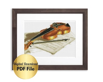 バイオリンのクロスステッチ パターン (男性)、音楽のクロスステッチ