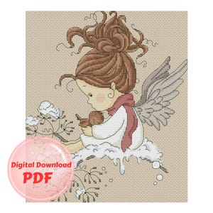 Cotton Angele Cross Stitch Pattern: Aida 14 (PDF File)
