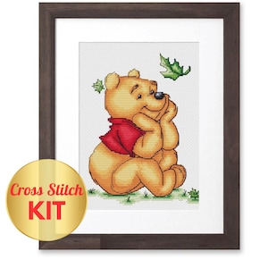 Cross Stitch Pattern - Winnie The Pooh (The Dreamer) - Simple, Easy, Beginner Counted Cross Stitch Design in KIT/Complete Materials