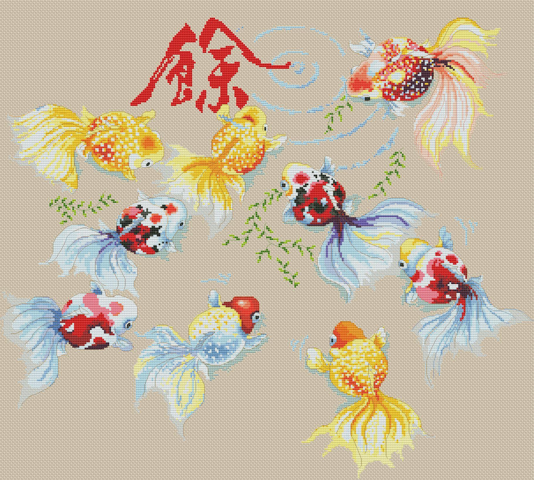 Cross Stitch Pattern - Goldfish, Counted Cross Stitch Pattern /PDF File ...