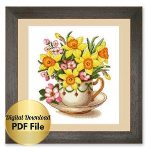 Cross Stitch Pattern - Daffodils -Counted Cross Stitch/Digital File/Instant Download/PDF File
