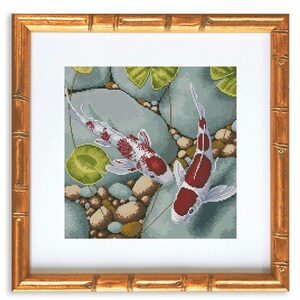 Lucky Koi Fish Cross Stitch Pattern: Red and White (PDF Pattern) bild 2