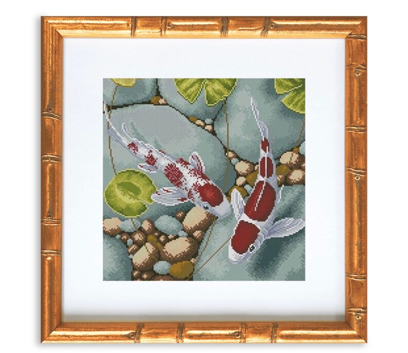 Lucky Koi Fish Cross Stitch Pattern: Red and White (PDF Pattern) bild 2