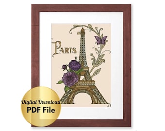 Cross Stitch Pattern - Paris -Simple, Easy, Beginner Counted Cross Stitch Design/Instant Download/Digital Download/PDF File