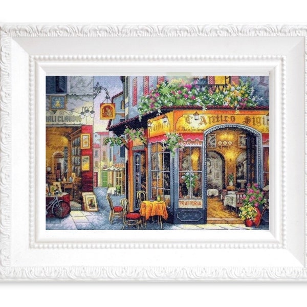 Italian Cafe -Counted Cross Stitch/Digital File/Instant Download/PDF File