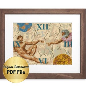 Cross Stitch Pattern - The Creation Vintage Clock Design-Instant Digital Download/PDF File/ Counted Cross Stitch