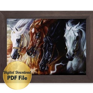 Cross Stitch Pattern - Magnificent 4 -Horses Cross Stitch Design/Counted Cross Stitch/Instant Download/PDF File
