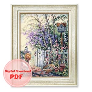 Cross Stitch Pattern - Lovely Front Yard -Counted Cross Stitch/Digital File/Instant Download/PDF File