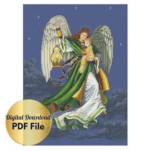 Guardian Angel 2 - Counted Cross Stitch/PDF File/Instant Download