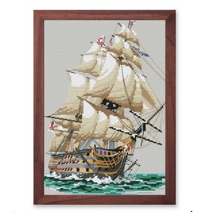 Sailing Ship Vintage Design -Counted Cross Stitch/Digital File/Instant Download/PDF File