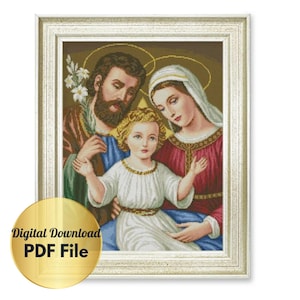 Cross Stitch Pattern - The Holy Family -Counted Cross Stitch/Digital File/Instant Download/PDF File/Religious Cross Stitch Pattern