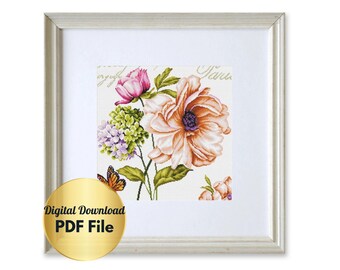 Cross Stitch Pattern - Poppy Cross Stitch Design-Counted Cross Stitch/Digital File/Instant Download/PDF File